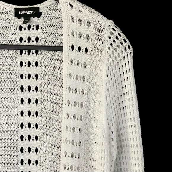 Express Crochet Open Knit Maxi Cardigan Coverup White S Boho Hippie Festival - Picture 6 of 8